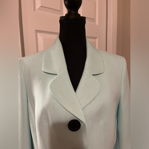 Black Label Evan-Picone Aqua / Mint Green Blazer size 10 black buttons - Picture 2 of 13